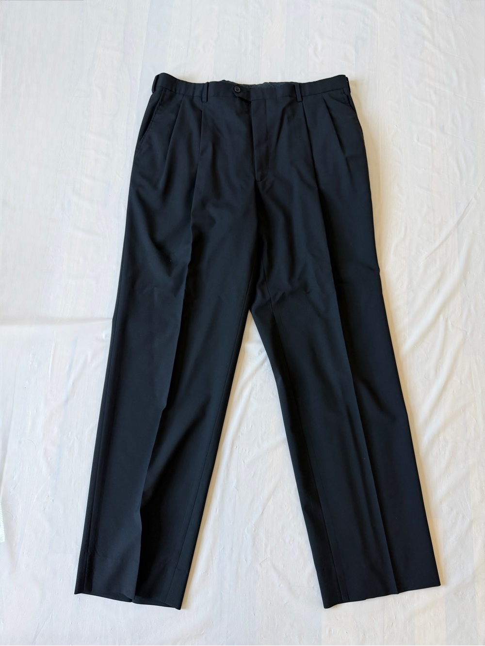 Cerruti 1881 Shapes Vintage Wool lycra Dress Pants Black Pleated Trousers IT 56